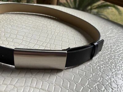 Cinturón Via Spiga Mujer Mediano Cuero Genuino Italiano Negro Plata Placa Hebilla Foto 1 de 4