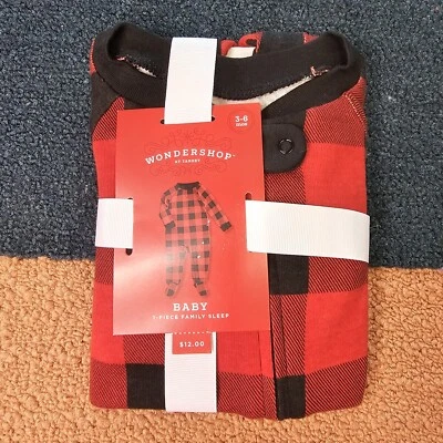 Franela bebé Wondershop Target 1 pieza 3-6 meses roja negra vacaciones Navidad K5b Foto 1 de 4