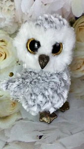 Owlette Owl Ty Beanie Boos Plush Stuffed Animal 2016 Head Tilt Soft Fur Glitter - Picture 1 of 11