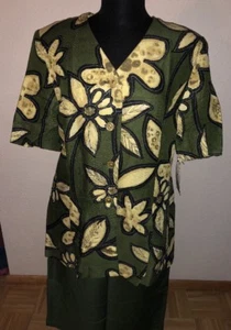 Schneberger Designer- Sommer Kostüm  40, Oliv-Hell Gelb - Bild 1 von 3