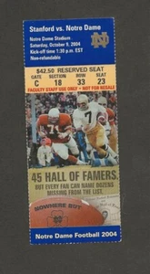 NOTRE DAME vs STANFORD FOOTBALL Ticket stub October 9, 2004 - Picture 1 of 2