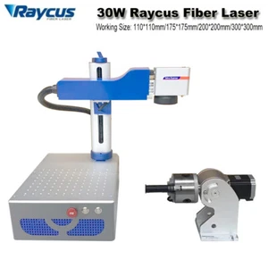 Foldable Raycus QS 30W Fiber Laser Marking Machine Ezcad 2 BJJCZ & Rotary Axis - Picture 1 of 16