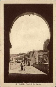 Toledo Kastilien Spanien s/w AK 1932 Puente de San Martin Durchblick zur Brücke - Picture 1 of 2