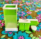 Vntg. 1970’s Fisher-Price Doll House Decorator Set Shower Sink Toilet-Pre-Owned