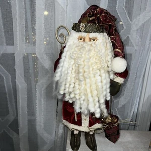 San Nicolás/Santa Claus Papá Noel 19" Alto Terciopelo Rojo Con Botas de Vaquero - Imagen 1 de 4