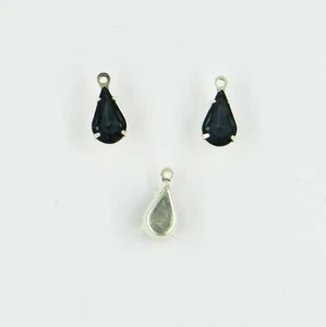 S 12A  M *** 4 strass Swarovski sertis goutte 1 anneau 12x6mm  MONTANA - Picture 1 of 2