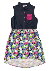 Hello Kitty Sanrio Dress Girls XL  14/16 High Low Mini Sequined Pocket - Picture 1 of 7