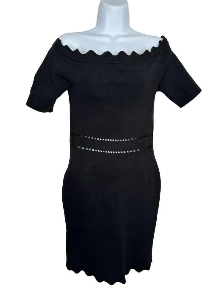 NEW Love Tree Mini Black Off The Shoulder Scalloped Bodycon M Medium NWT L - Imagem 1 de 4