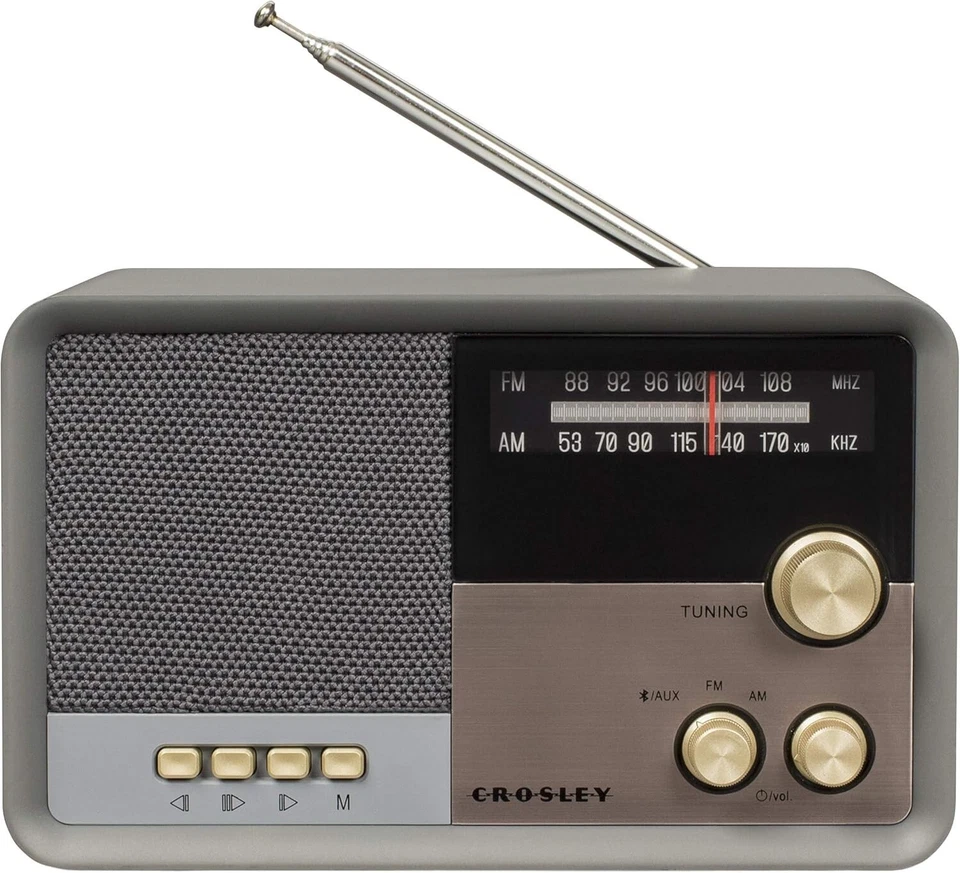 ✅ Crosley CR3036D-CL Tribute AM/FM Radio with Built-In Bluetooth - Charcoal ✅  - Image 1 of 4