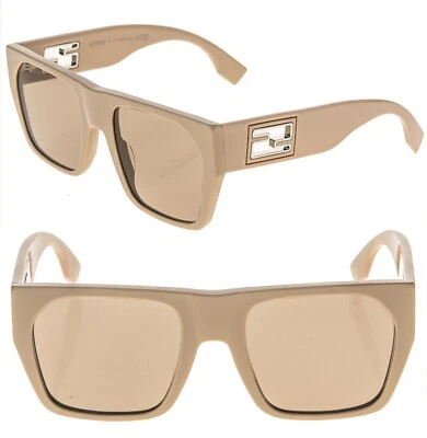FENDI BAGUETTE Logo 40124 Beige Moda Máscara Gruesas Audaces Gafas de sol FE40124I Foto 1 de 4