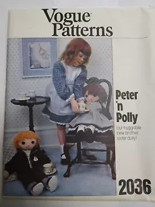 Doll Stuffed Rag Soft Peter Polly Crafts VOGUE 3036 Sewing Pattern UC VTG 80s - Picture 1 of 8