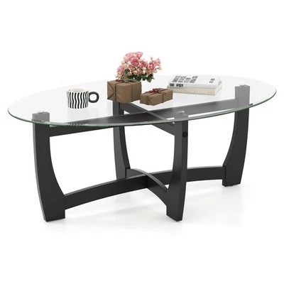 Coffee Table Modern Accent Tea Table w/ Rubber Wood Bentwood Structure - Image 1 of 4
