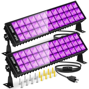 2 Pack 100W LED Black Lights Bar, Black Light for Glow Party, 385-400nm Black... - Picture 1 of 7