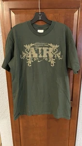 Vintage Green Nike Air T Shirt Gray Tag Swoosh Logo Leaves Graphic 90s Sz Large - Picture 1 of 7