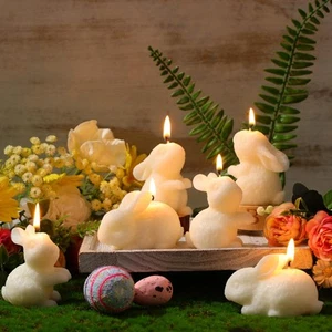 MTLEE 6 Pieces Easter Bunny Shaped Soy Candles Scented Spring Easter Tealight... - Picture 1 of 7
