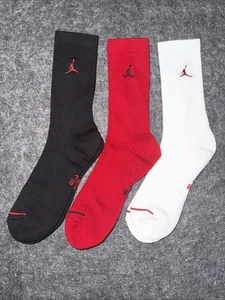 Nike Air Jordan Dri-Fit Flight Crew Socks Carolina Mens Large Sz 8-12 Black Red - Picture 1 of 4