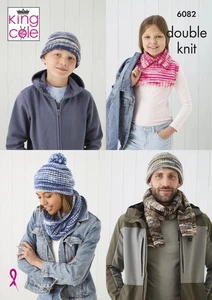 King Cole DK Camouflage Knitting Pattern 6082 Adults Children Accessories - Picture 1 of 2