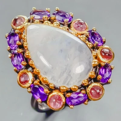 Joyería 12 ct+ Anillo Piedra Lunar Natural Plata de Ley 925 Talla 8/R439315 Foto 1 de 4