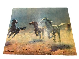 FREE AS THE WIND August Albo Cavalli Funzionante Vintage 16x20 Litografia Firmata - Foto 1 di 10