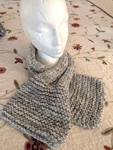 Handmade Knit chest warmer comfort aid care scarf grey brown  42" e - Picture 1 of 3