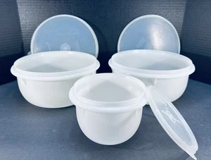 Tupperware 3 Mixing Bowls 1x270 2x272 Sheer White wLids 1x238 2x230 READ - Picture 1 of 11