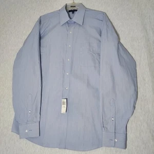Tommy Hilfiger Hombres L 16.5 36-37 Camisa Ajuste Regular Azul Rayas 1 Bolsillo Defecto - Imagen 1 de 7