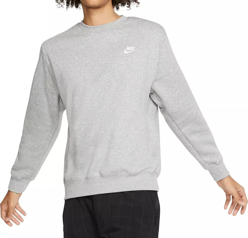 Men's Nike Club Fleece Crew Sweatshirt XXL Grey Sm05
