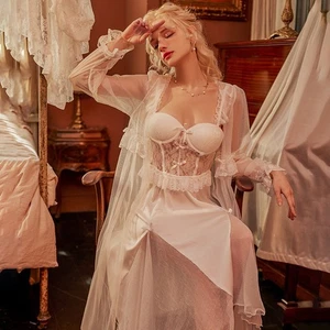 Set Nachtwäsche Dessous Set schwarz oder weiß Spitze Satin Nachthemd & Kleid - Bild 1 von 11