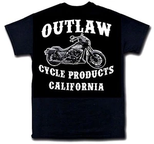 OUTLAW CYCLE PRODUCTS NEW LOGO BIKER T-SHIRT BLACK SHORT SLEEVE MOTORCYCLE - Picture 1 of 3