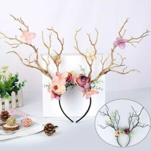 Headband Women Fairy Tale Flower Retro Tree Branch Deer Antler Hair Hoop Crown