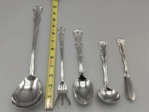 5pc. Reed & Barton Stainless Select 18/10 Glossy VICTORIA Flatware Serving Set - Picture 1 of 22