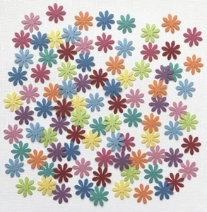 100x Mixed Colourful Scrapbooking Paper Flower Punchies - Picture 1 of 1