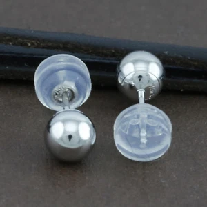 Pendientes de tachuelas de bola de oro blanco genuino de 18 quilates 5 mm - 1 par - Imagen 1 de 8