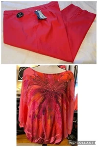 BRITTNAY BLACK Coral Cinched Waist TOP (2X) & COUNTERPARTS Coral CAPRIS (16W)-NW - Bild 1 von 21