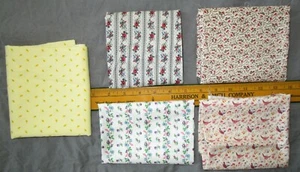 KONVOLUT 5 BAUMWOLLE MINIATUR STOFFSTÜCKE Vögel, gelb, Blumen schön!  - Bild 1 von 1