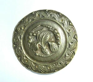 Large Antique Reproduction Brass Colored Flower Floral Metal Shank Button 1-3/8" - Picture 1 of 5
