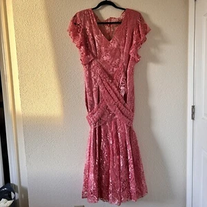 Vestido Formal Vintage Rosa Personalizado Floral Hecho en Encaje Mujer Talla 13/14 - Imagen 1 de 17