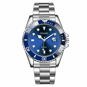 Classic Luxury Mens Stainless Steel Watch Casual Analog Date Quartz Wrist Blue - Picture 1 of 3