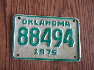 1975 Oklahoma Motorcycle License Plate MC OK 88494 - Picture 1 of 2