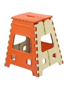 Heavy Duty Plastic Step Stool Large Size Foldable For Home Office Orange-Beige - Picture 1 of 3