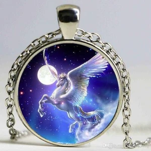 PEGASUS MOON STARS GALAXY NIGHT charm pendant 20" Sterling Silver necklace gift - Picture 1 of 8