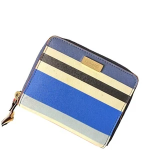 Kate Spade Darci Laurel Way Printed Wallet Multicolor Striped Leather Blue White - Bild 1 von 14