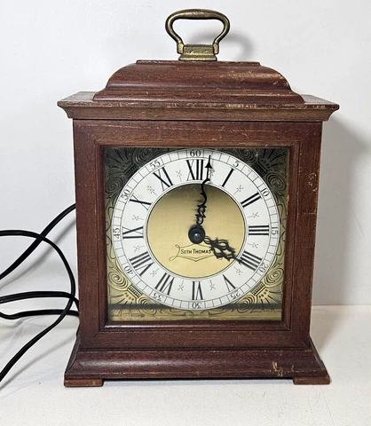Seth Thomas Exeter-E Vintage 1960s Wood Mantle Clock E538-000 Chime Works Cover