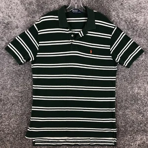 Vintage Polo Ralph Lauren Green/White Striped Collared Shirt St Patrick’s Day - Picture 1 of 12