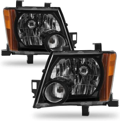 For 2005-2015 Nissan Xterra Halogen Type Headlights Headlamp Black Assembly Set - Image 1 of 4