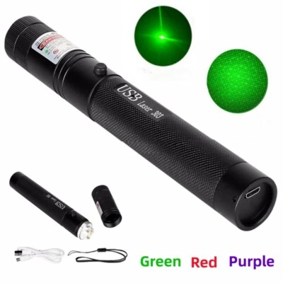 MARKENLOS Starker Grün/Lila/Rot Laserpointer Outdoor-Lazer-Taschenlampe USB wiederaufladba