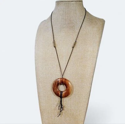 Collar Colgante J. Jill Marrón con Borlas en Cordón Flecos Boho Informal Neutro Foto 1 de 4