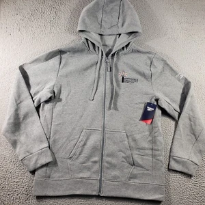 Reebok Hoodie Men's Large Gray Full Zip Fleece Springdale Stretch Sweatshirt - Picture 1 of 13