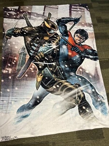 DC Comics Batman Nightwing Arkham Knight Superhero Throw Blanket Rare 56”x78” - Picture 1 of 5