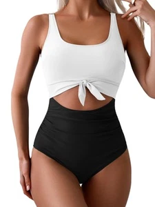 Women's One Piece Swimsuit Tummy Control Slimming Bathing Suit Cutout Tie Kno... - Picture 1 of 4